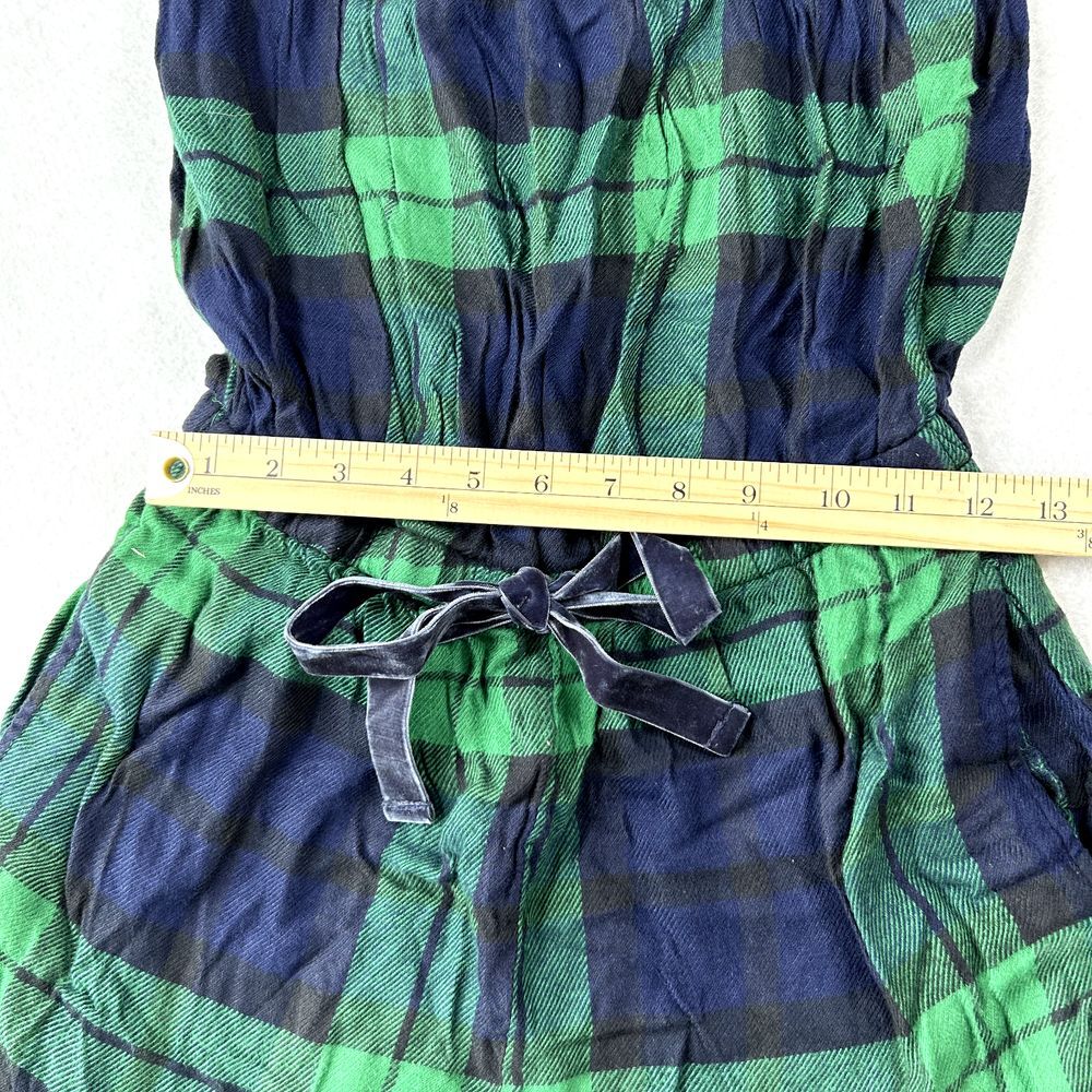Aerie Pajama Sleepwear Romper Womens Small Green & Blue Plaid‎ with Pockets NWT - Picture 3 of 10